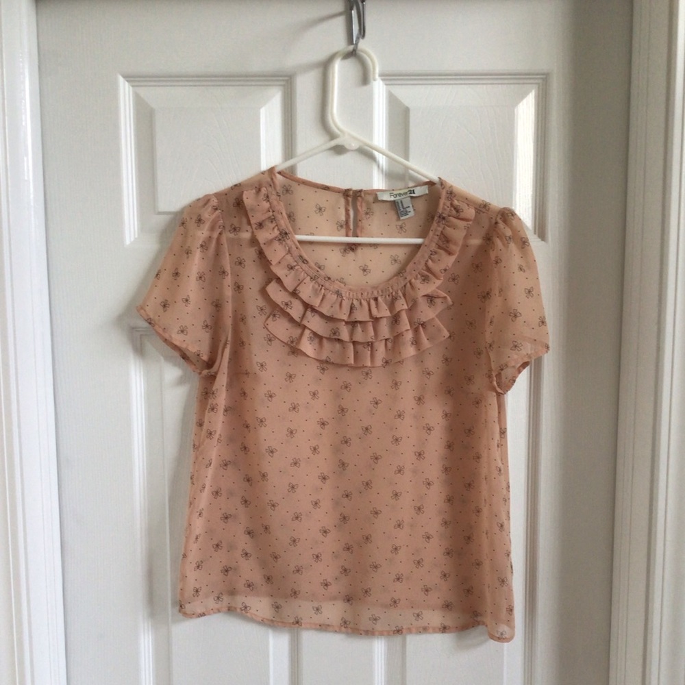 Bow/Polka Dot Print Blouse